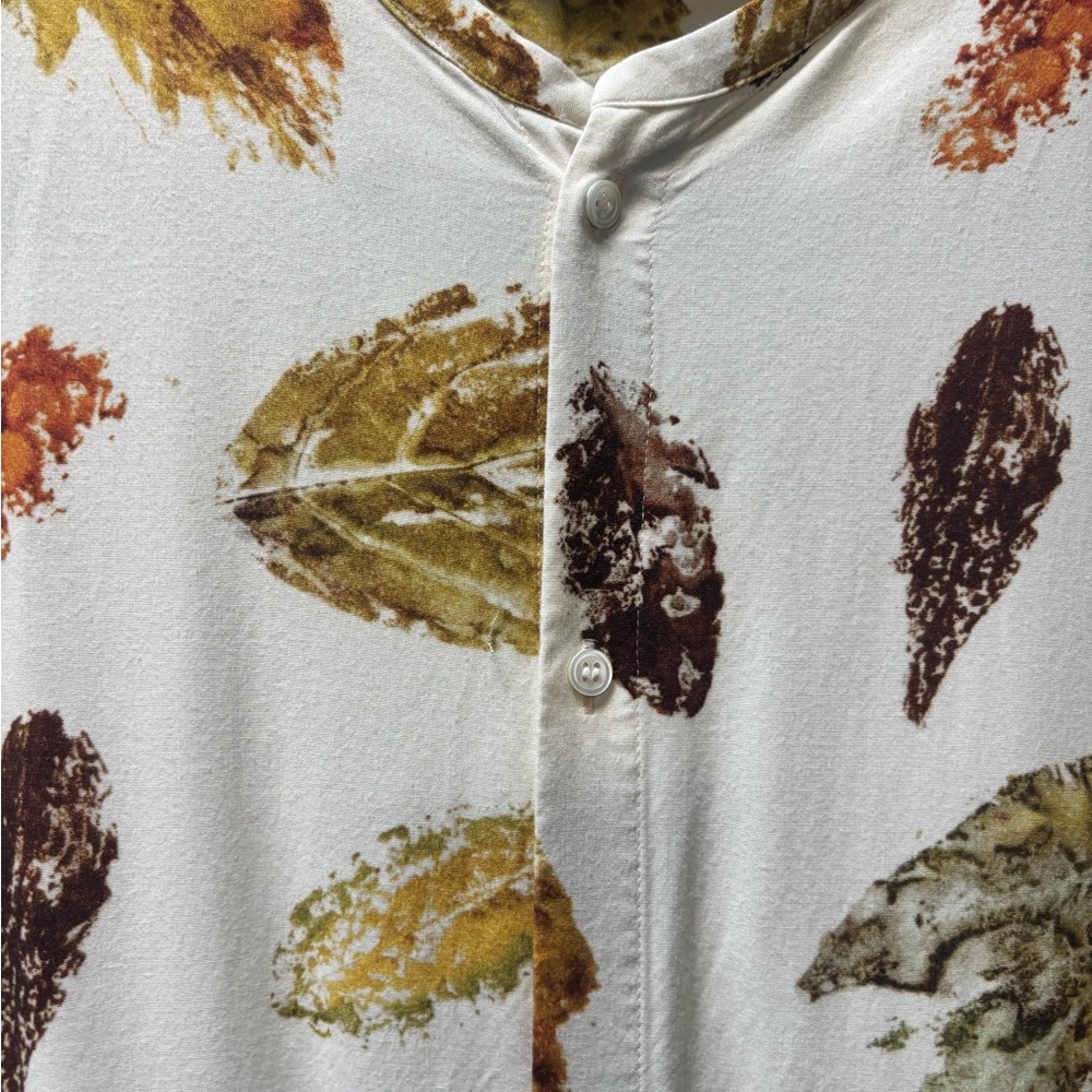 Japanes Galerie Vie dress Cream Leaf-Print Long Sleeve Shirt Dress - Picture 3 of 9